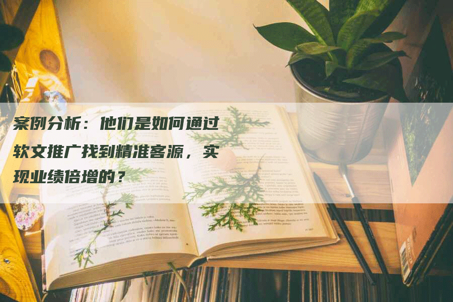 案例分析：他们是如何通过软文推广找到精准客源，实现业绩倍增的？